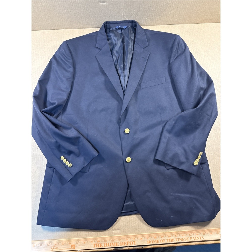 Brooks Brothers 346 Blazer Men 48R Madison Fit Navy Gold Logo Buttons Two Button